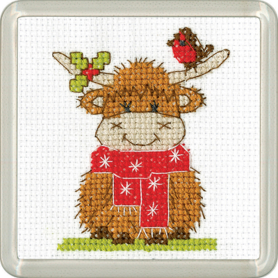 Highland Scarf Coaster - Christmas Cross Stitch Kit