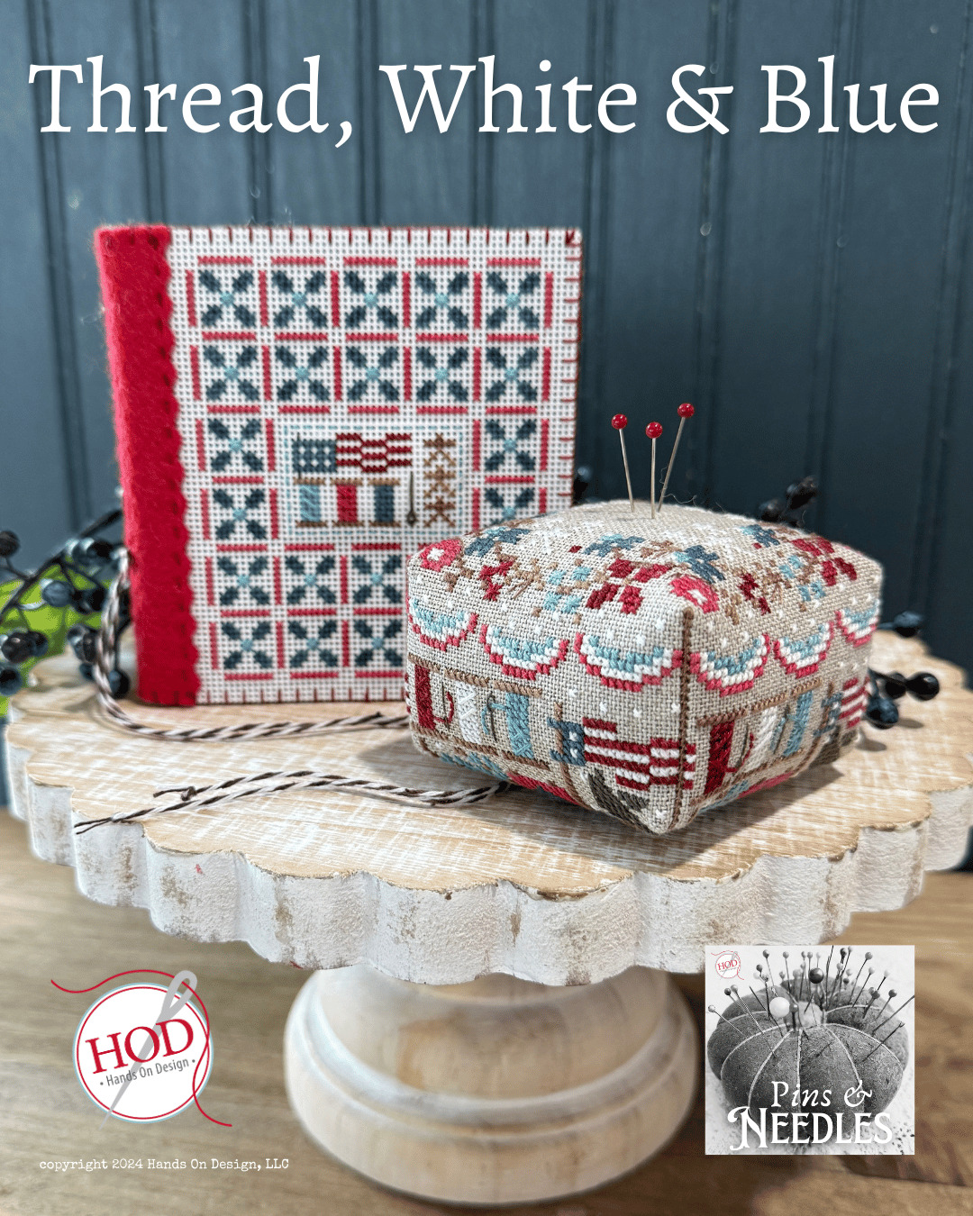 Thread White & Blue - Patriotic Cross Stitch Pattern
