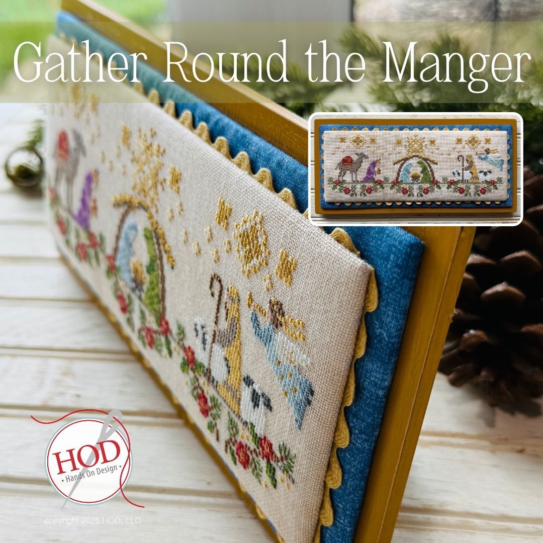 Gather Round the Manger - Christmas Cross Stitch Pattern, different perspective #1, zoomed in. Select this picture to zoom back out.