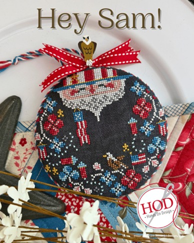 Hey Sam! - Patriotic Cross Stitch Pattern, zoomed in. Select this picture to zoom back out.