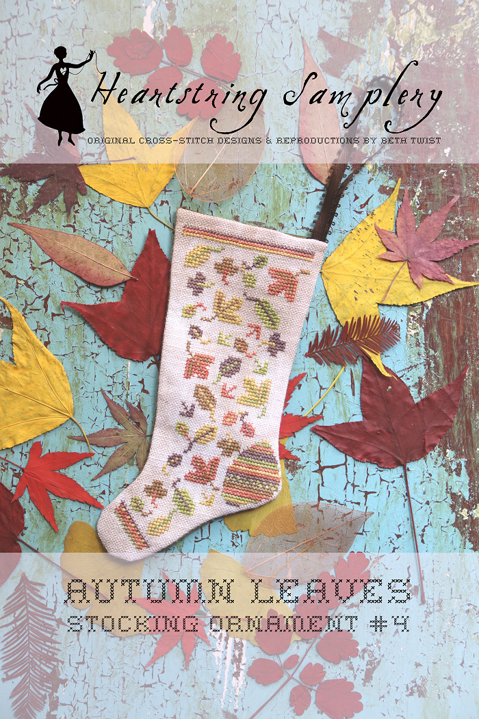 Autumn Leaves Stocking Ornament - Cross Stitch Pattern