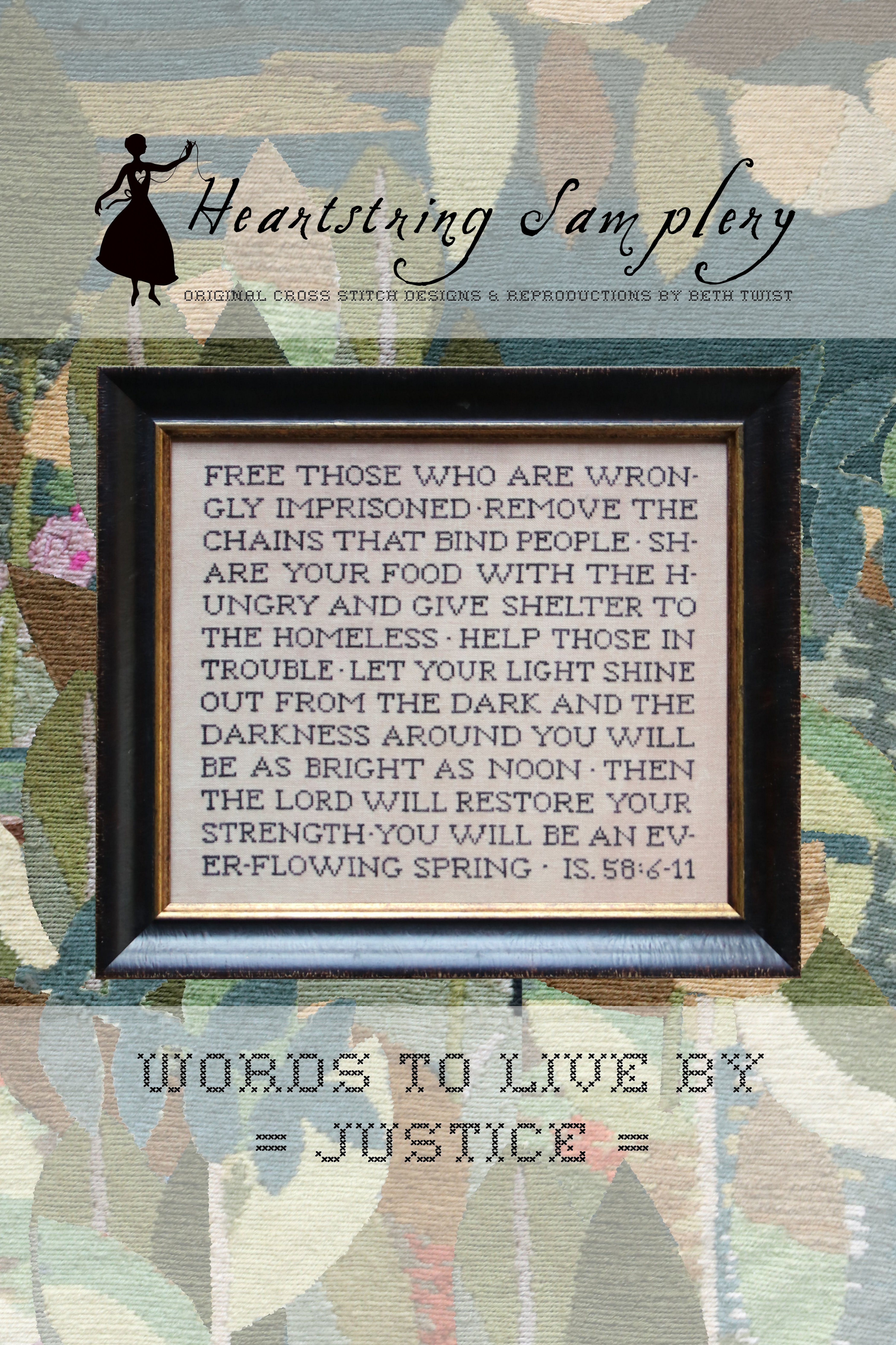 Words to Live By-Justice - Religious Cross Stitch Pattern