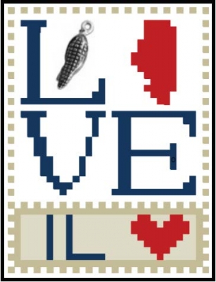 Illinois - Love Bits States - Cross Stitch Pattern