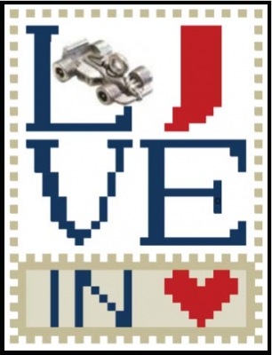 Indiana - Love Bits States - Cross Stitch Pattern, zoomed in. Select this picture to zoom back out.