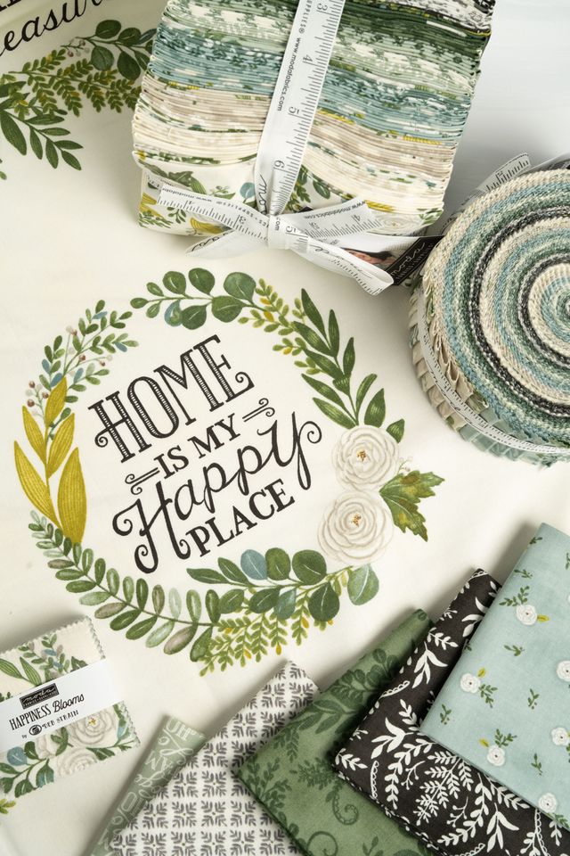 Happiness Blooms Eucalyptus - Monotone Ferns - Quilt Fabric
