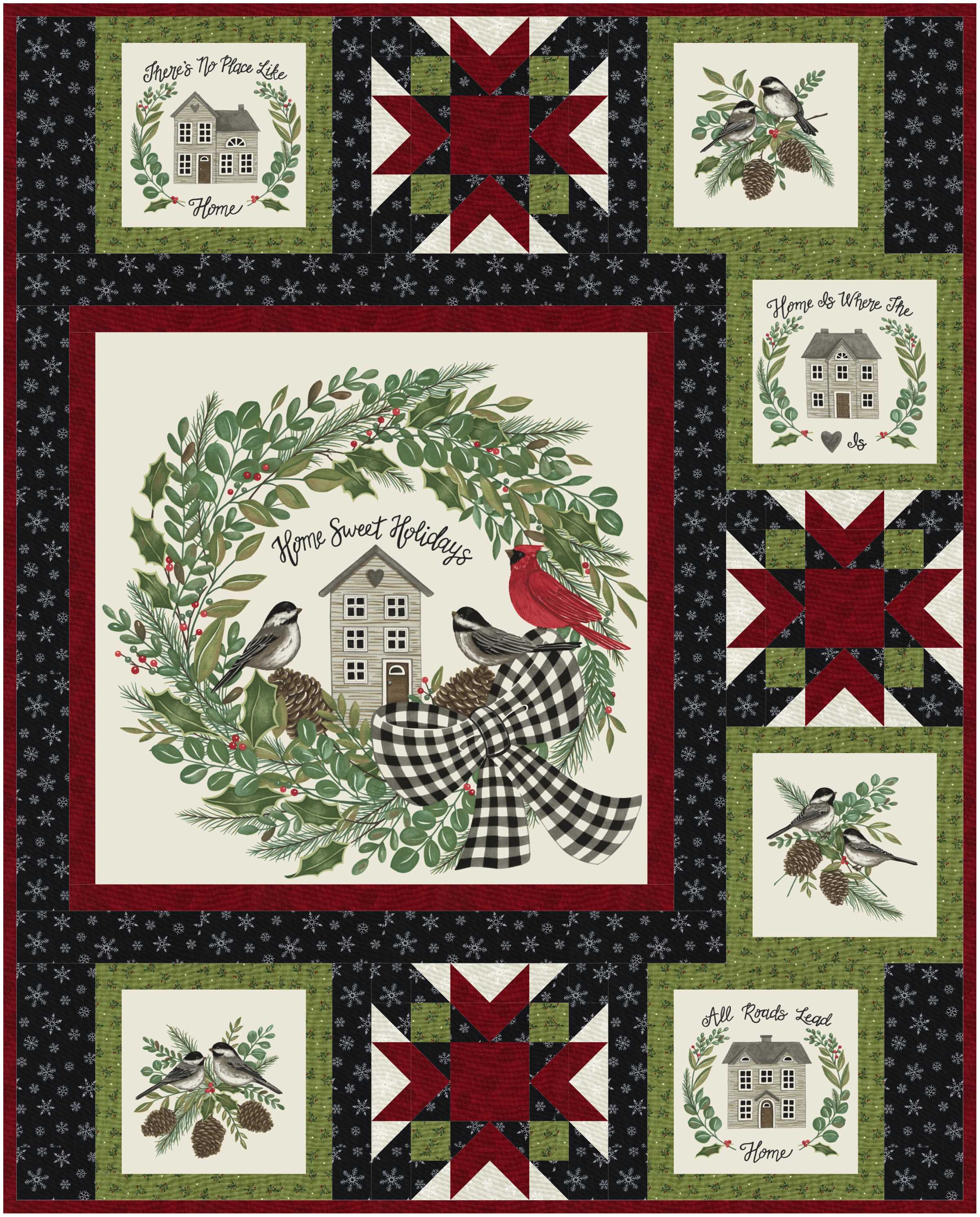 Holidays At Home Berry Red - Quilt Fabric