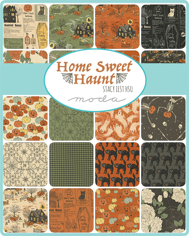 Home Sweet Haunt Webs Moss - Halloween Quilt Fabric