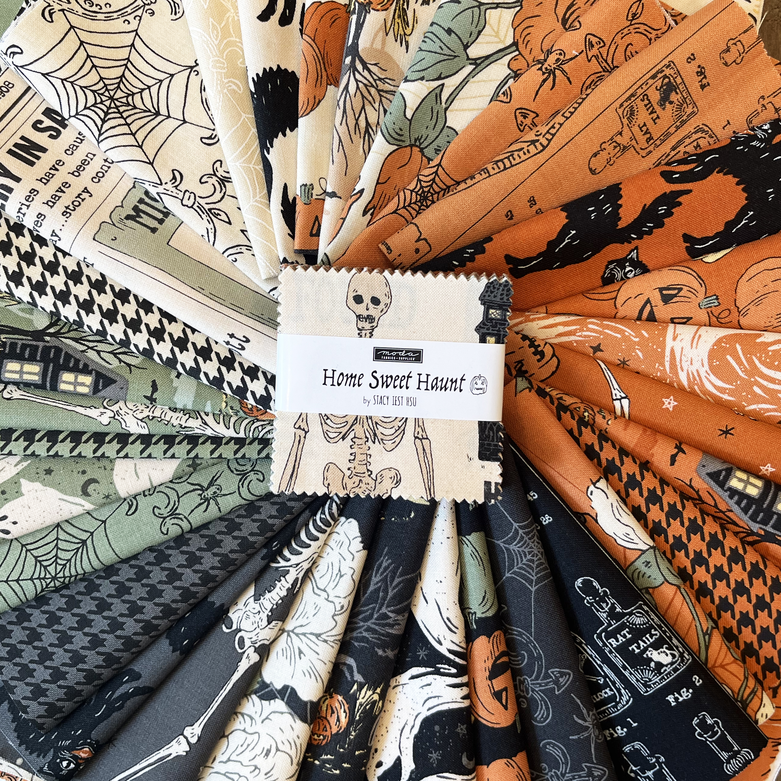 Home Sweet Haunt Webs Moss - Halloween Quilt Fabric