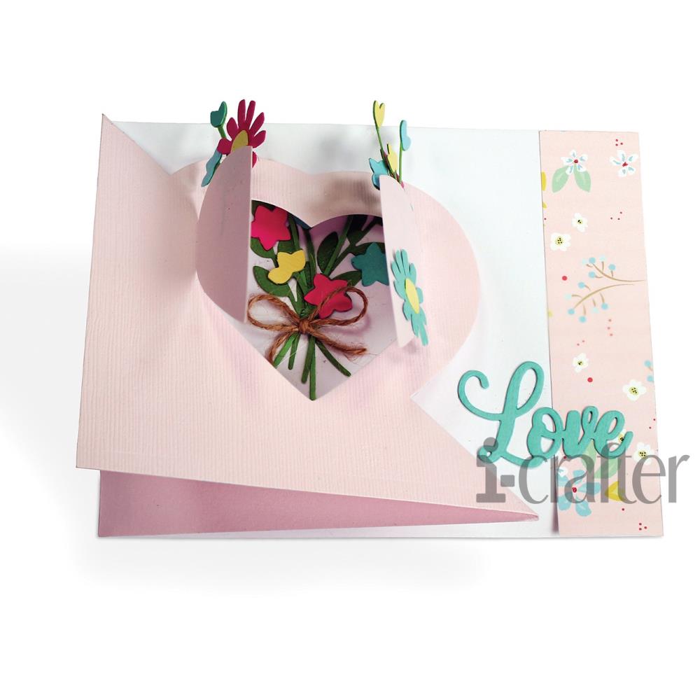 Heart Blooms Flip Card - Valentines Craft Die, different perspective #2, zoomed in. Select this picture to zoom back out.