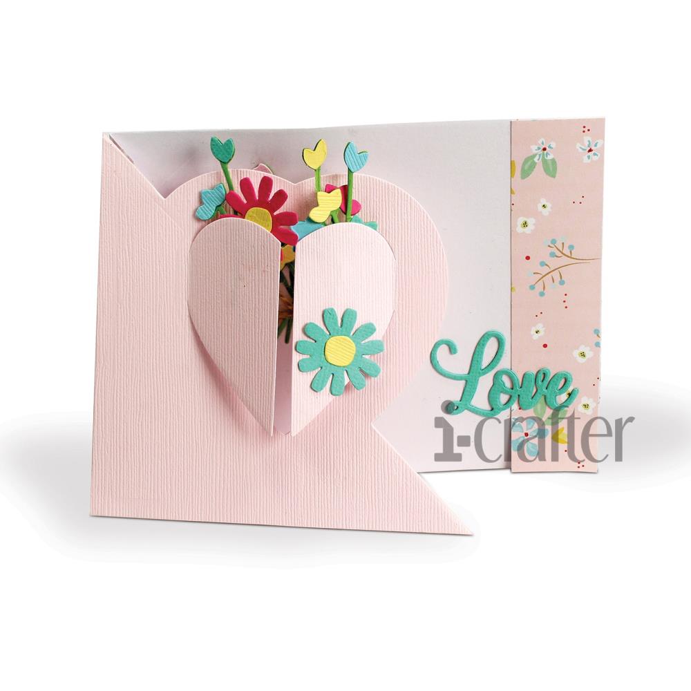 Heart Blooms Flip Card - Valentines Craft Die, different perspective #3, zoomed in. Select this picture to zoom back out.