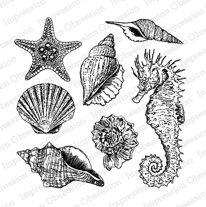 Seahorse & Shells - Cling Stamp
