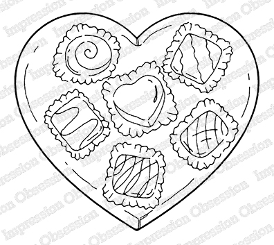 Chocolate Heart Box - Cling Stamp