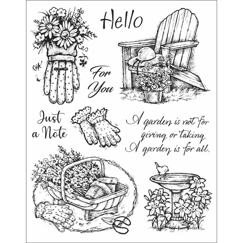 April - Red Rubber Stamp Set 
