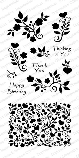 Floral Heart Background - Clear Stamp