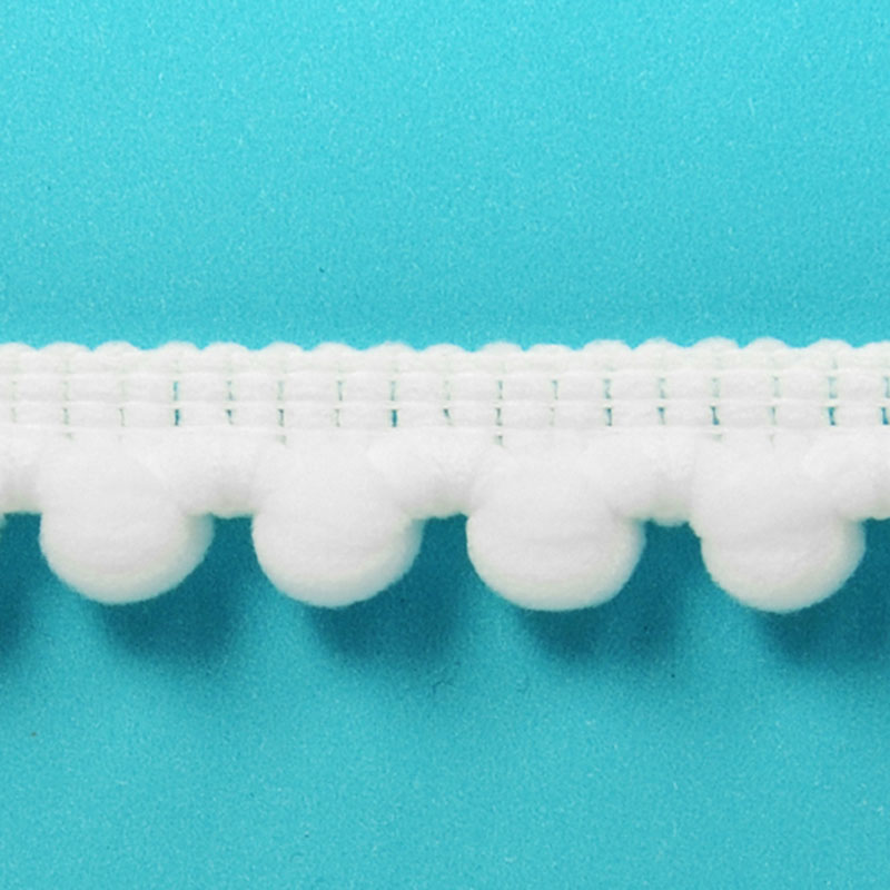 Baby Pom Fringe Trim White - 20 yards