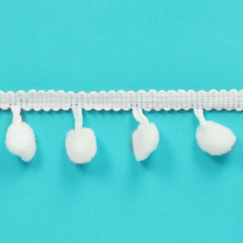 Pom Fringe Trim White - 20 yards