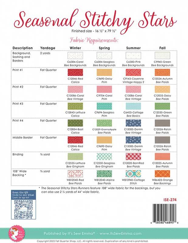 Seasonal Stitchy Stars - Quilt Pattern