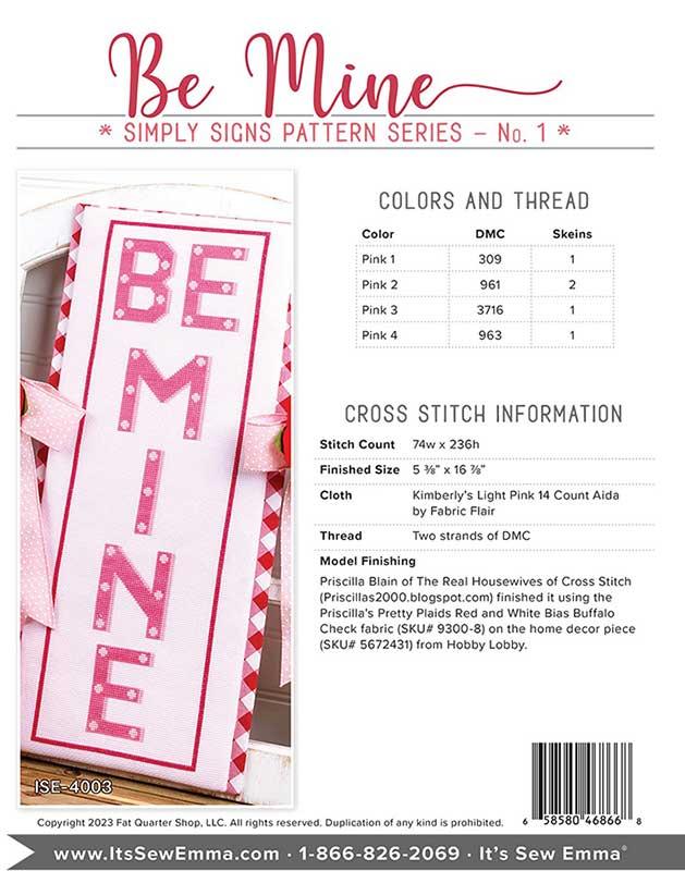 Be Mine Simply Signs - Cross Stitch Pattern