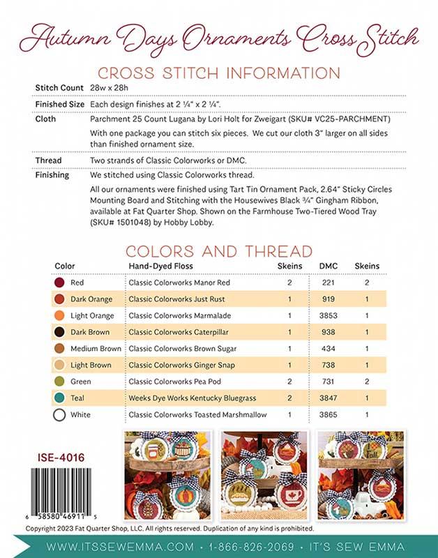 Autumn Days Ornaments - Cross Stitch Pattern