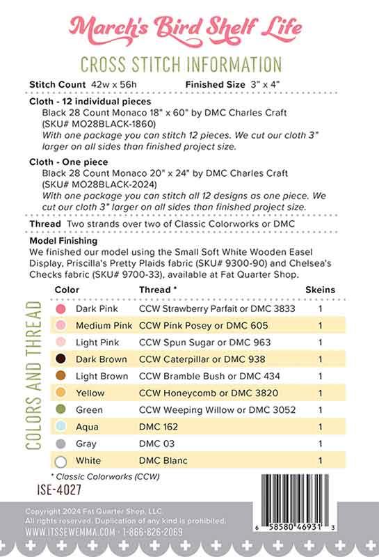 Shelf Life - March - Cross Stitch Pattern