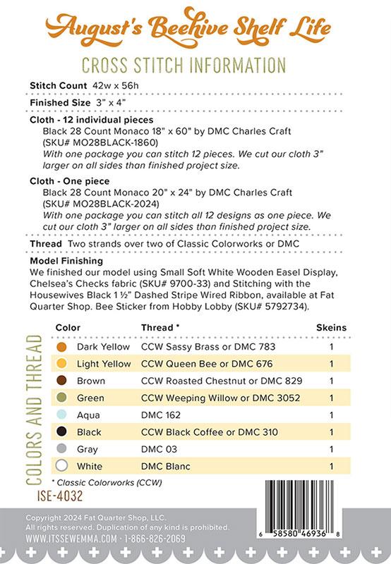 Shelf Life - August - Cross Stitch Pattern