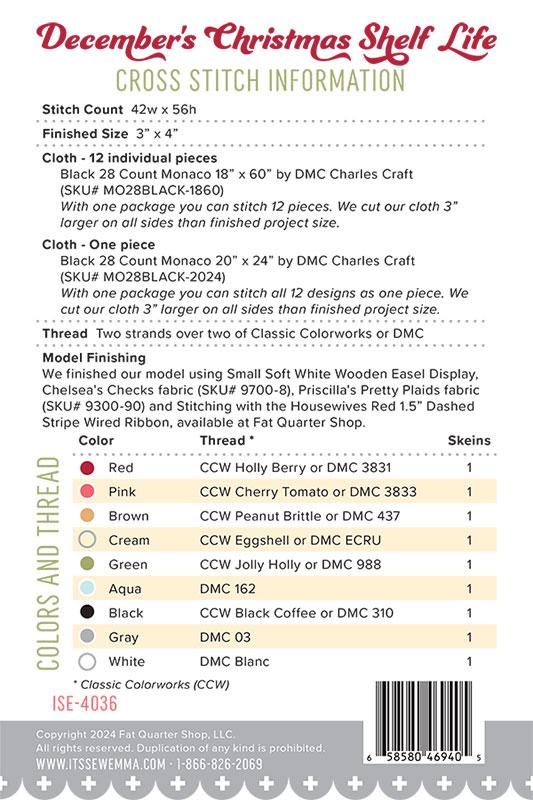 Shelf Life December's Christmas - Cross Stitch Pattern