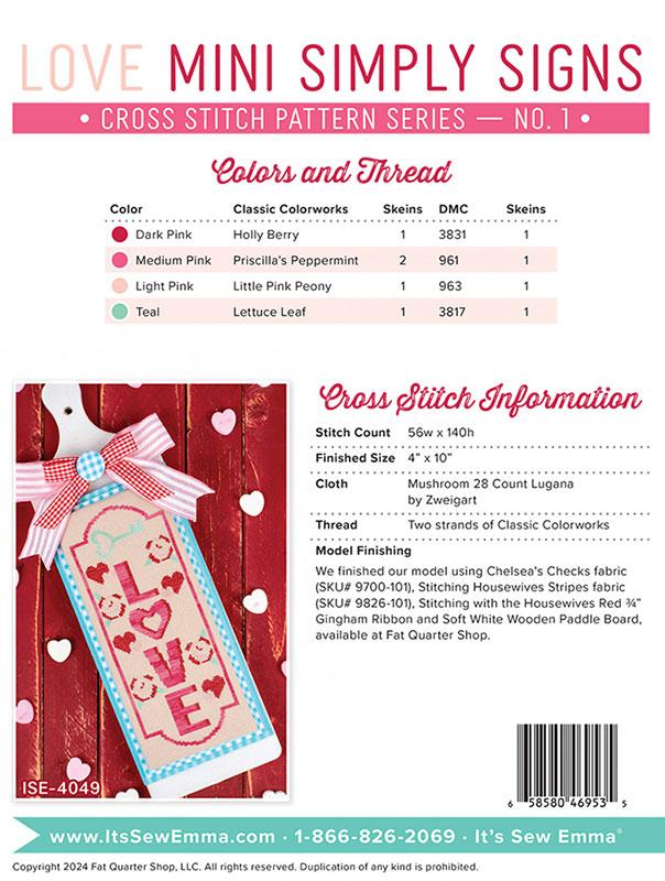 Love Mini Simply Signs - Cross Stitch Pattern