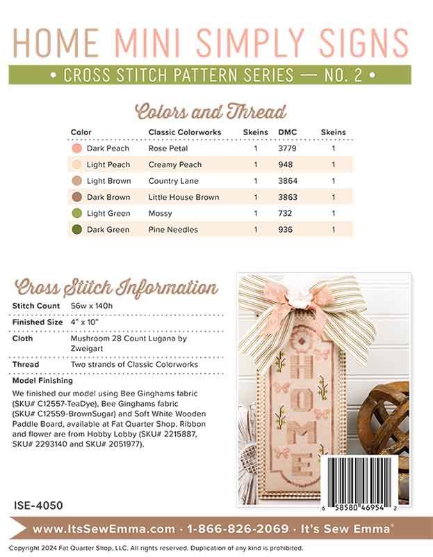 Home Mini Simply Signs - Cross Stitch Pattern