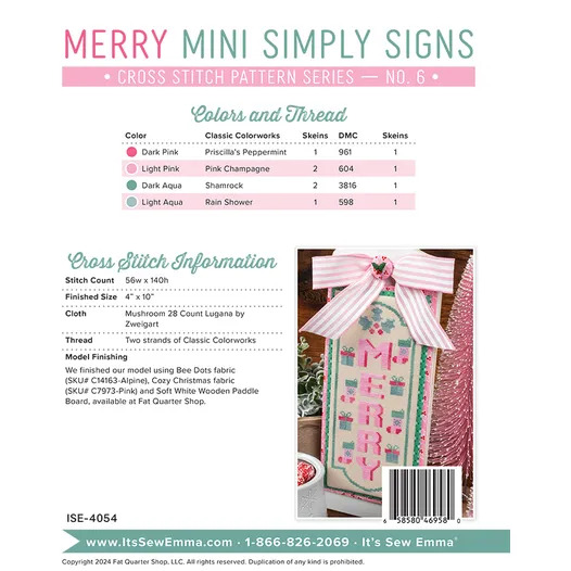 Merry Mini Simply Signs - Cross Stitch Pattern