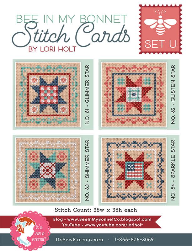 Bee in My Bonnet Stitch Cards U - Cross Stitch Pattern
