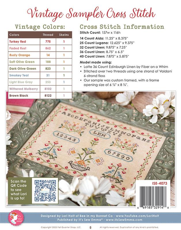 Vintage Sampler Cross Stitch - Cross Stitch Pattern