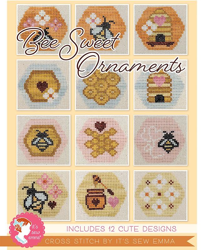 Bee Sweet Ornaments - Cross Stitch Pattern, zoomed in. Select this picture to zoom back out.