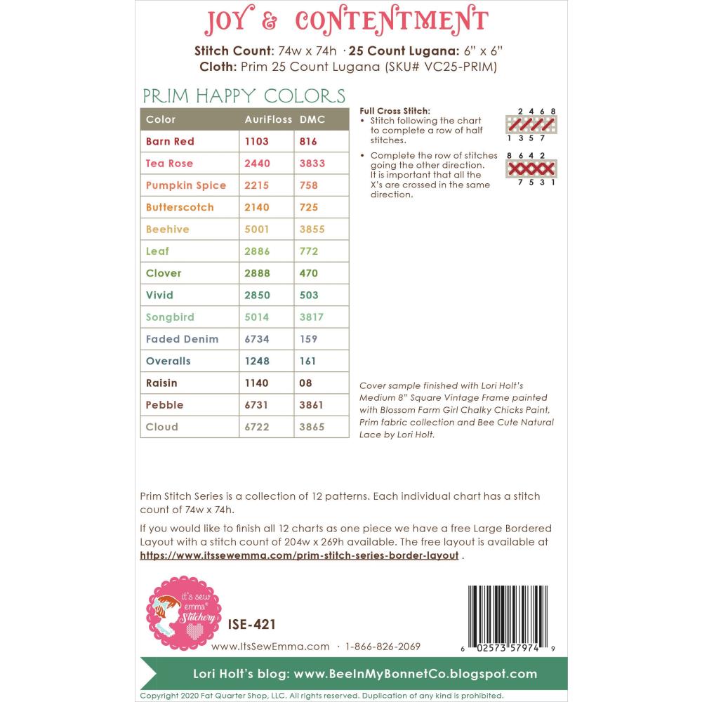 Prim Series Pattern 2 - Joy & Contentment - It's Sew Emma