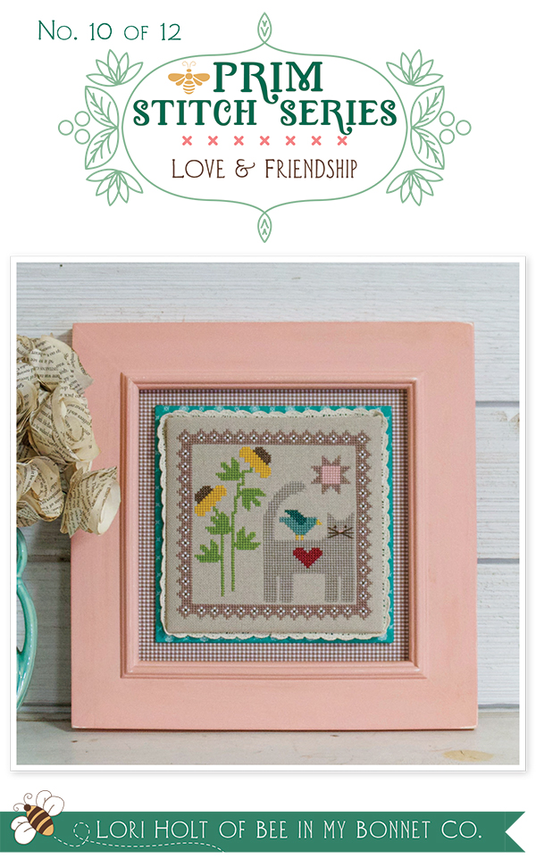 Prim Stitch #10 Love Friendship - Cross Stitch Pattern