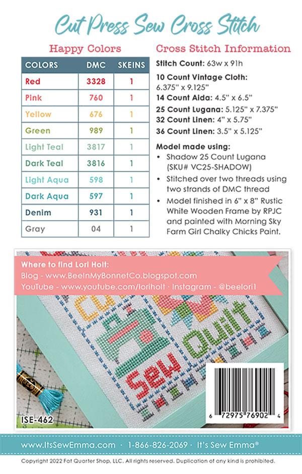 Cut Press Sew - Cross Stitch Pattern
