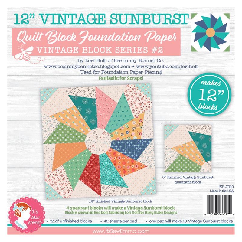 12" Vintage Sunburst Block Foundation Paper Piecing