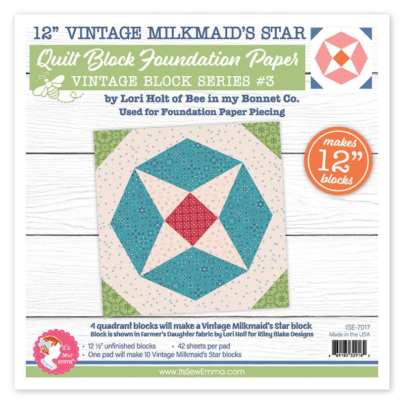 12" Milkmaid Star Foundation Paper - Quilt Pattern