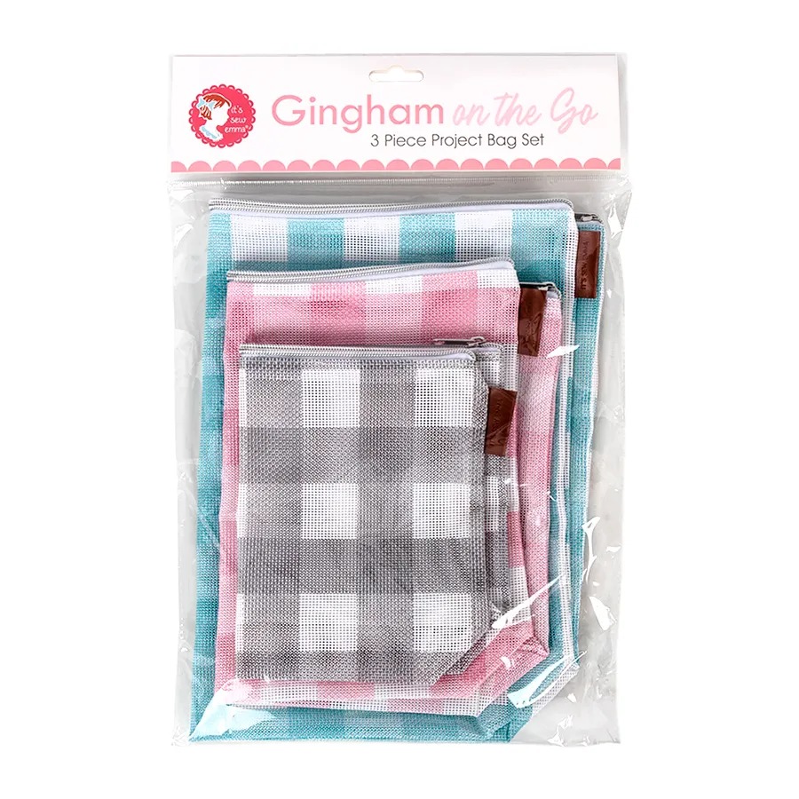 Gingham Mesh Project Bag - 3 Sizes - Its Sew Emma