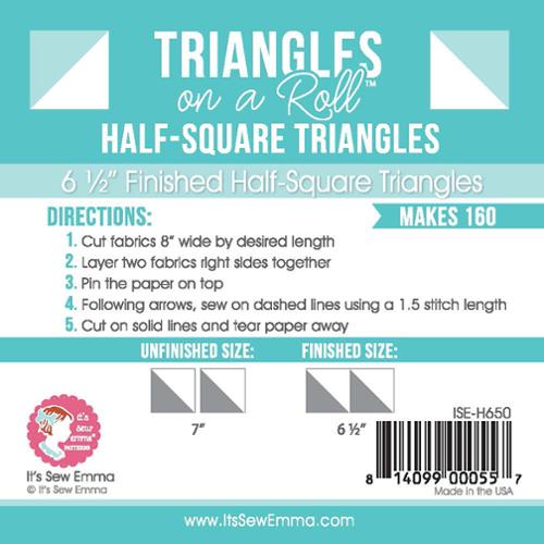 Triangle On A Roll Half Square Block 6.5"