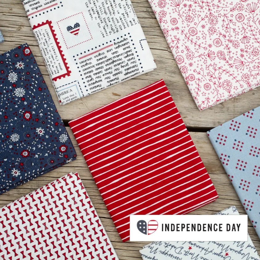 Independence Day Text Indigo - Patriotic Quilt Fabric