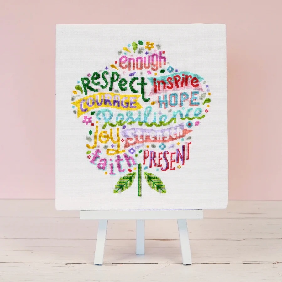 Positively Blooms - Cross Stitch Pattern, zoomed in. Select this picture to zoom back out.