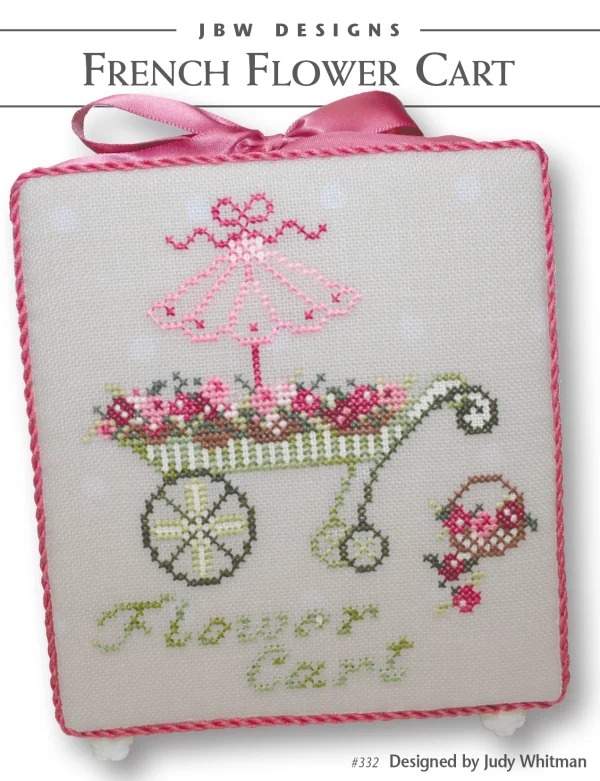 French Flower Cart - Thanksgiving Cross Stitch Pattern, zoomed in. Select this picture to zoom back out.