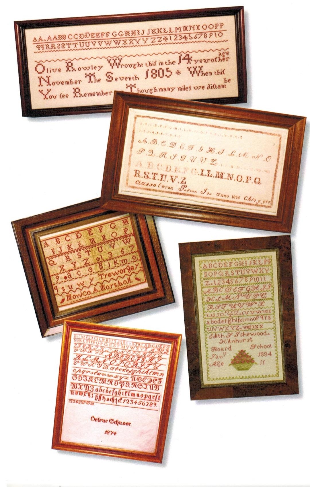 Antique Sampler Collection II - Cross Stitch Pattern, different perspective #1, zoomed in. Select this picture to zoom back out.