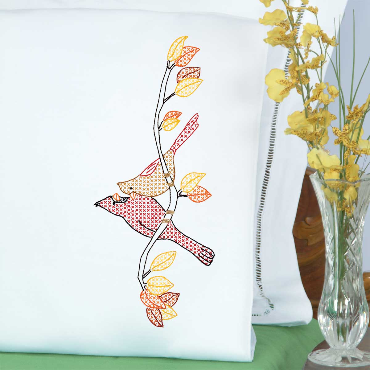 A Pair of Cardinals - Pillowcase - Embroidery Kit