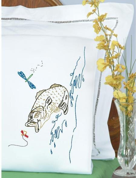 Fish Perle Edge Pillowcases - Embroidery Kit