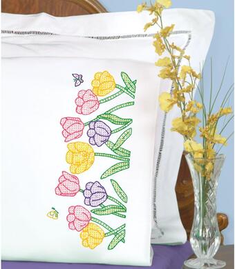 Beautiful Blooms Pillowcases - Stamped Embroidery Kit