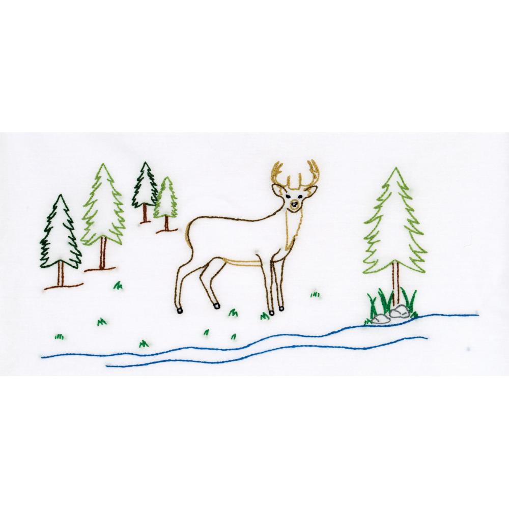 Deer - Stamped Pillowcases w White Perle Edge