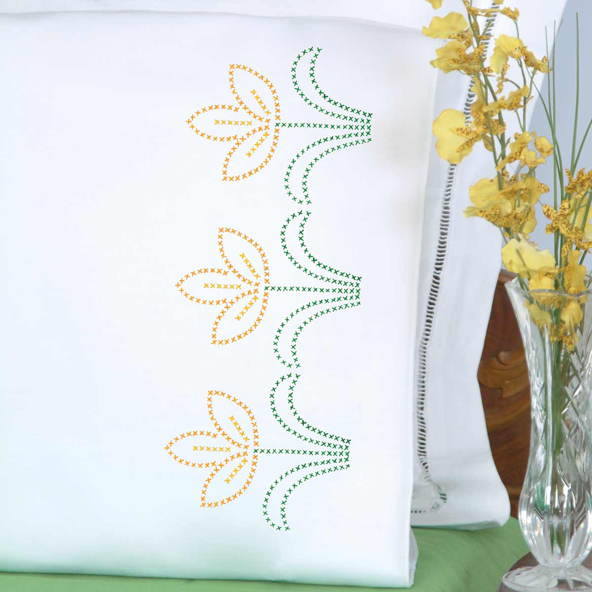 Cross-Stitch Tulips Pillowcases - Embroidery Kit