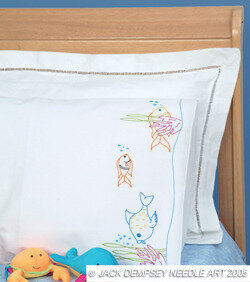 Fish At Play Pillowcase - Embroidery Kit