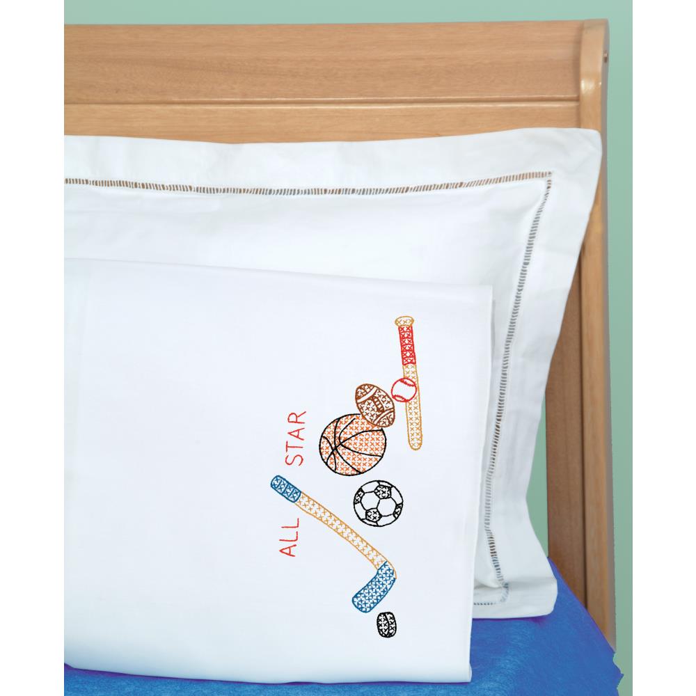 Sports Children's Perle Edge Pillowcase - Embroidery Kit